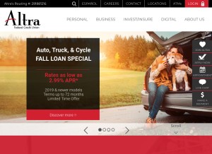 How altra.org looks like on a tablet such as an iPad.
