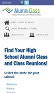 How alumniclass.com looks like on a mobile device such as an iPhone.