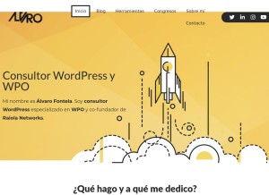 How alvarofontela.com looks like on a tablet such as an iPad.