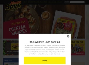 How alwayssavebrand.com looks like on a tablet such as an iPad.