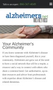 How alzheimers.net looks like on a mobile device such as an iPhone.