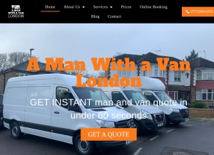 How amanwithavanlondon.co.uk looks like on a tablet such as an iPad.