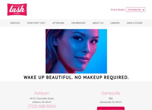 How amazinglashstudio.com looks like on a tablet such as an iPad.