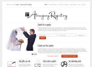 How amazingregistry.com looks like on a tablet such as an iPad.