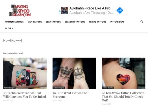 How amazingtattooideas.com looks like on a tablet such as an iPad.