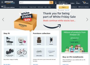 How amazon.ae looks like on a tablet such as an iPad.