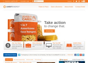 How ambitenergy.com looks like on a tablet such as an iPad.