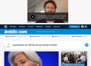 How ambito.com looks like on a tablet such as an iPad.