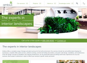 How ambius.com looks like on a tablet such as an iPad.