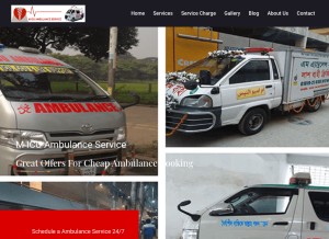 How ambulanceall.com looks like on a tablet such as an iPad.