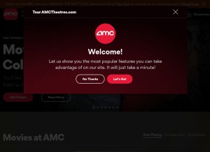 How amctheatres.com looks like on a tablet such as an iPad.