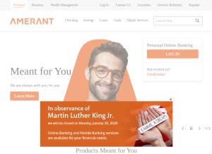 How amerantbank.com looks like on a tablet such as an iPad.