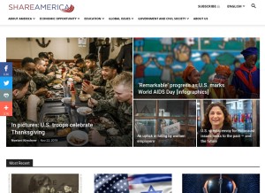 How america.gov looks like on a tablet such as an iPad.