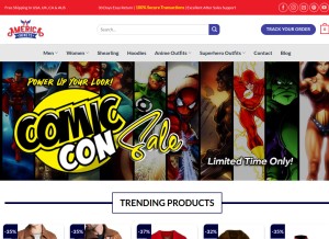 How americajackets.com looks like on a tablet such as an iPad.