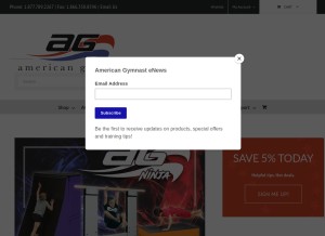 How american-gymnast.com looks like on a tablet such as an iPad.