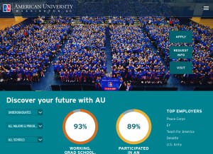 How american.edu looks like on a tablet such as an iPad.