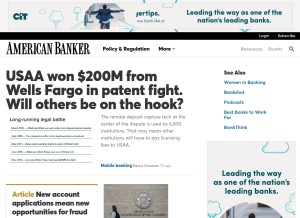 How americanbanker.com looks like on a tablet such as an iPad.