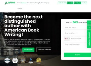 How americanbookwriting.com looks like on a tablet such as an iPad.