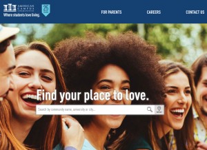 How americancampus.com looks like on a tablet such as an iPad.