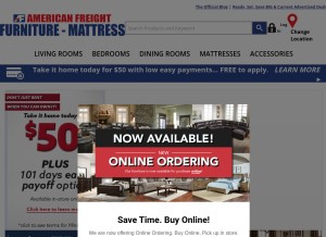 How americanfreight.com looks like on a tablet such as an iPad.