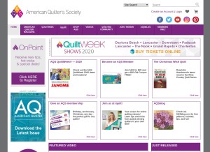 How americanquilter.com looks like on a tablet such as an iPad.