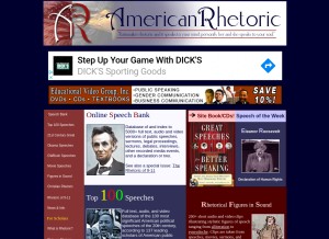 How americanrhetoric.com looks like on a tablet such as an iPad.
