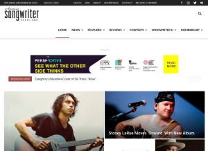 How americansongwriter.com looks like on a tablet such as an iPad.