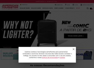 How americantourister.pt looks like on a tablet such as an iPad.