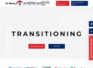 How americanwebdesignersinc.com looks like on a tablet such as an iPad.