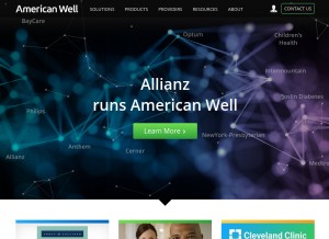 How americanwell.com looks like on a tablet such as an iPad.