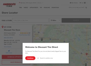 How americastire.com looks like on a tablet such as an iPad.