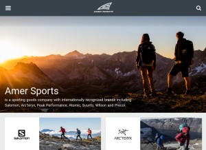 How amersports.com looks like on a tablet such as an iPad.