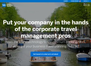 How amexgbt.com looks like on a tablet such as an iPad.
