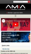 How amia.org looks like on a mobile device such as an iPhone.