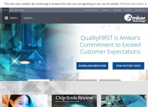 How amkor.com looks like on a tablet such as an iPad.