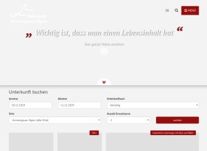 How ammergauer-alpen.de looks like on a tablet such as an iPad.