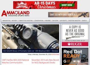 How ammoland.com looks like on a tablet such as an iPad.