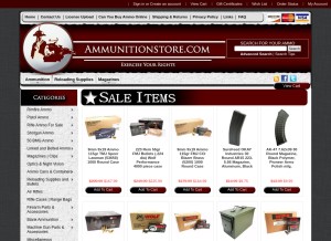 How ammunitionstore.com looks like on a tablet such as an iPad.