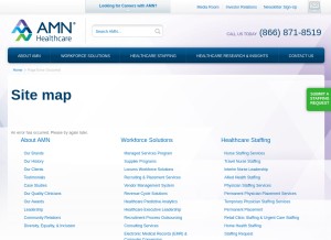 How amnhealthcare.com looks like on a tablet such as an iPad.