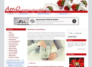 How amolife.com looks like on a tablet such as an iPad.