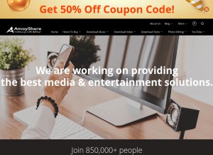 How amoyshare.com looks like on a tablet such as an iPad.