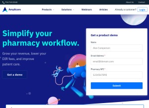 How amplicare.com looks like on a tablet such as an iPad.