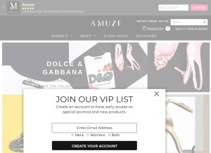 How amuze.com looks like on a tablet such as an iPad.