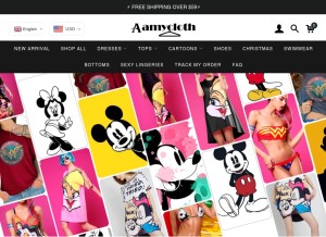 How amycloth.com looks like on a tablet such as an iPad.