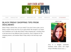 How amyeverafter.com looks like on a tablet such as an iPad.