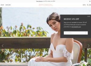 How amyobridal.com looks like on a tablet such as an iPad.