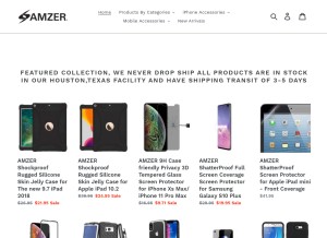 How amzer.com looks like on a tablet such as an iPad.