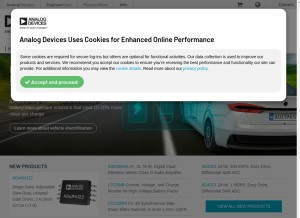 How analog.com looks like on a tablet such as an iPad.