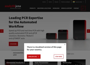 How analytik-jena.in looks like on a tablet such as an iPad.