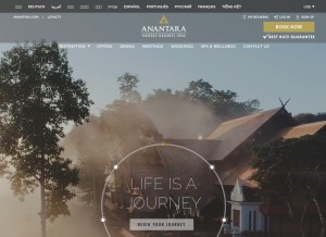 How anantara.com looks like on a tablet such as an iPad.